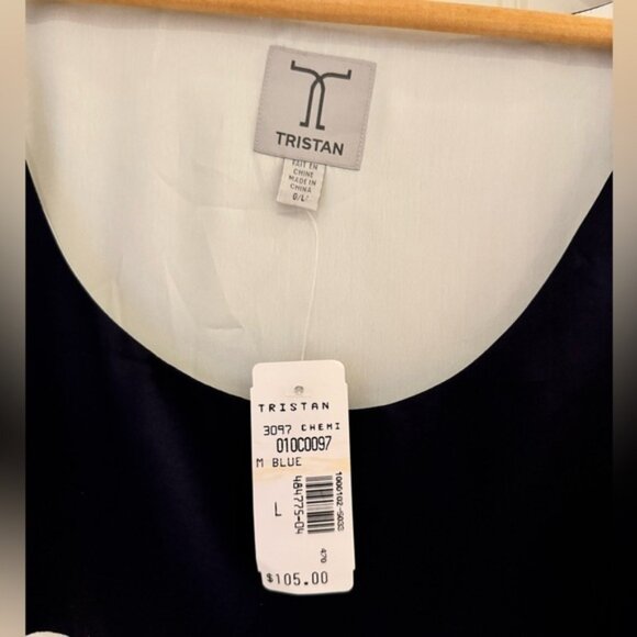 NWT Tristan silk cream and navy floral bloe. Size L - Picture 4 of 5